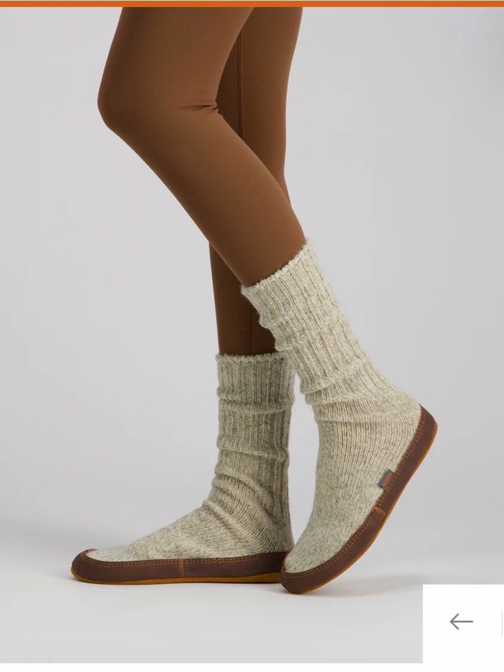 Acorn Cream Original Slipper Socks Wool and Leather Unisex EUC